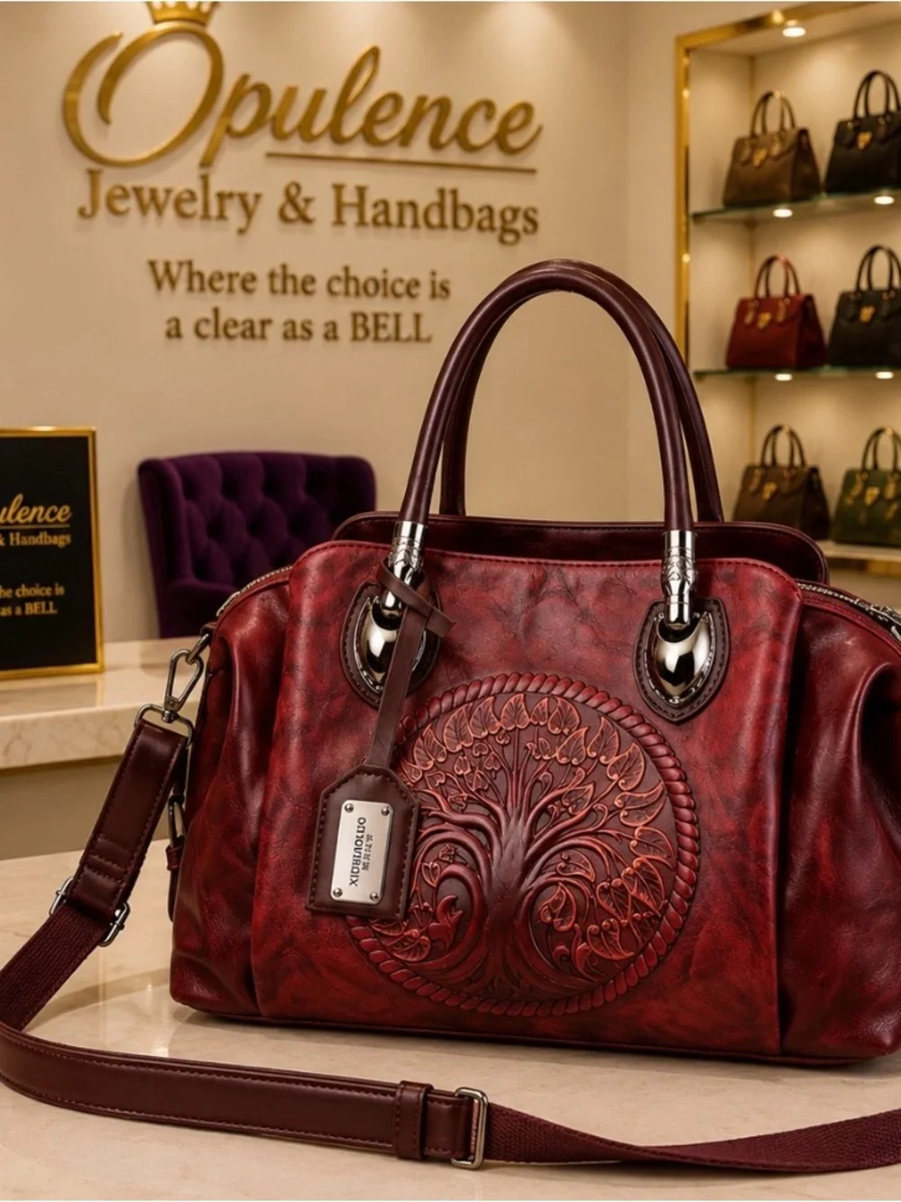 Embossed Tree of Life Handbag